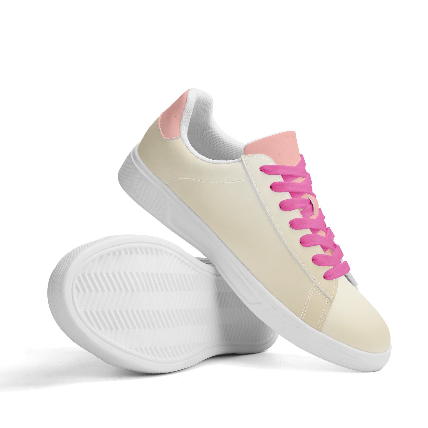 Pinky Gold Low Top Leather Sneakers, Comfortable & Trendy, Sleek Design, Premium Materials