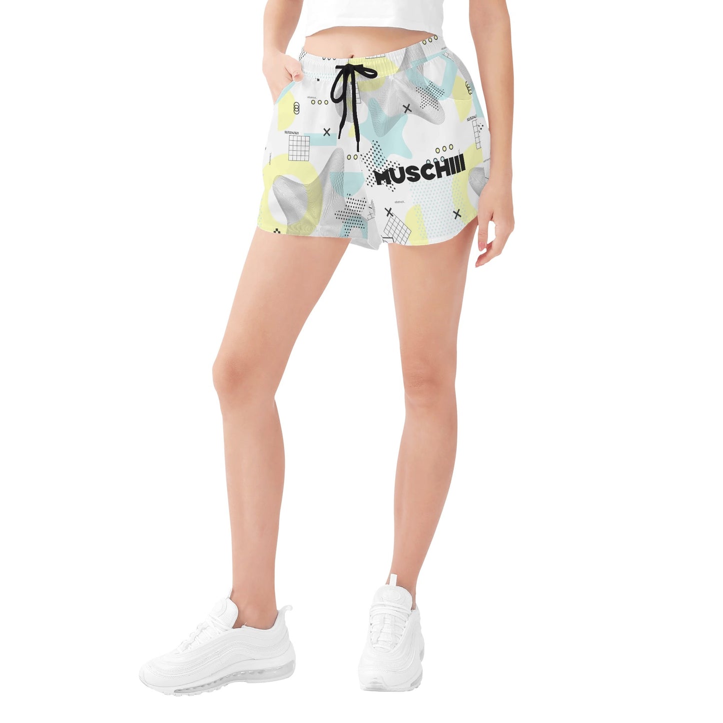 Summer Fit Womens Beach Shorts with Hand Pockets & Secure Drawstring Closure