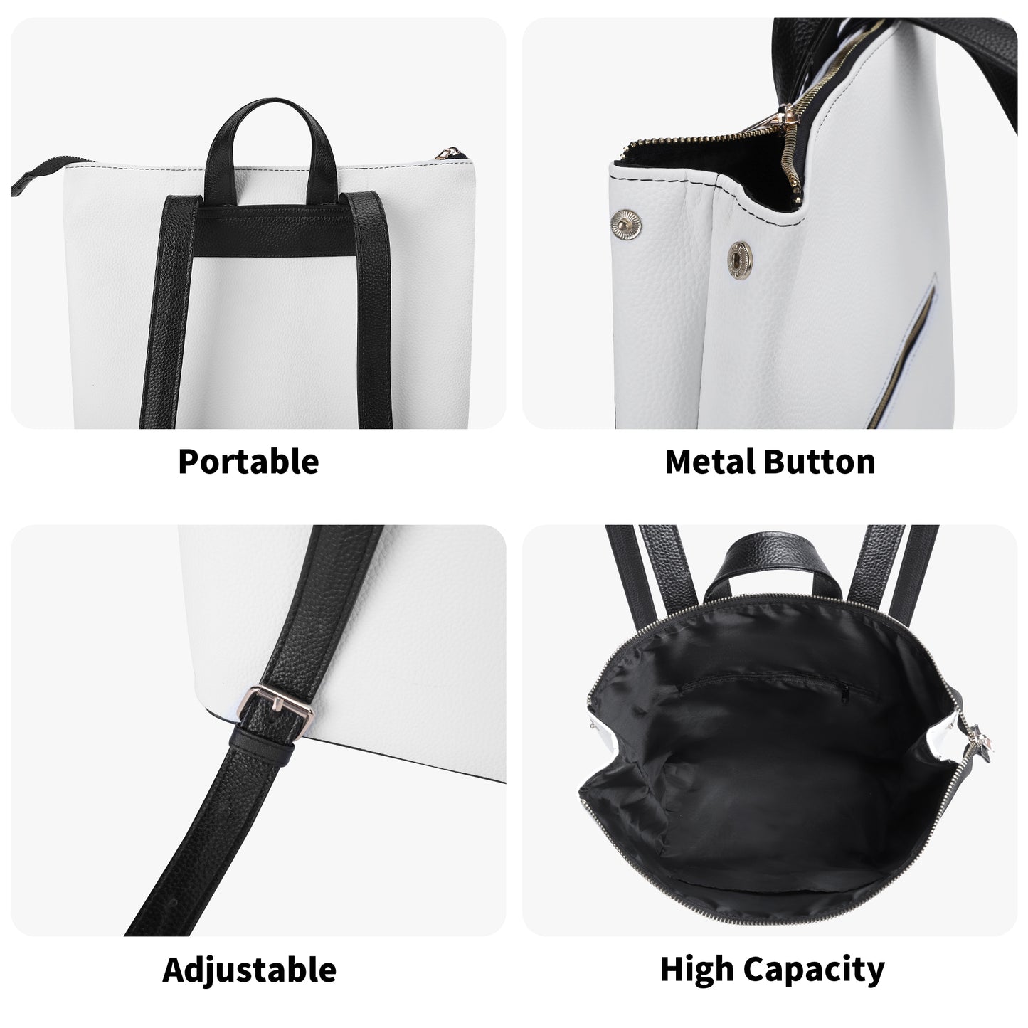Womens Waterproof Leather Leisure Backpack - Large Compartments for Books, Laptop, and Daily Essentials