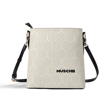 Elegant PU Leather Shoulder Bucket Bag for Women - Adjustable Strap & Secure Zipper Closure